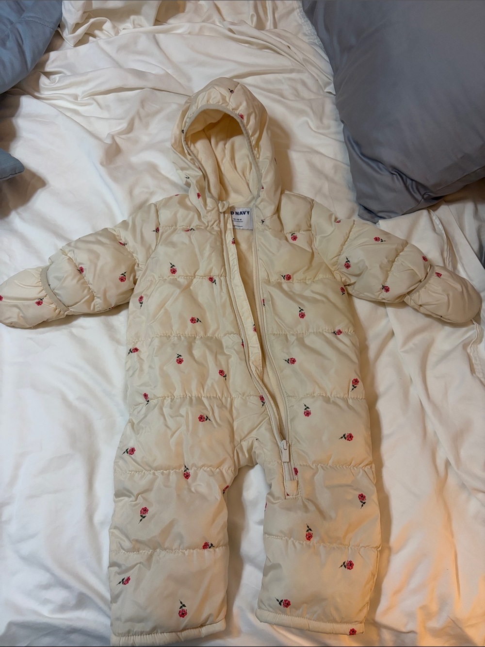Baby girl Old Navy One-Piece Snowsuit with Pink Floral Print